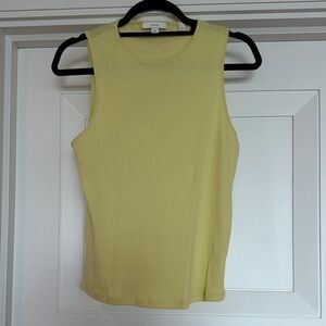 Vince Ribbed Sleeveless Tank in Light Yellow